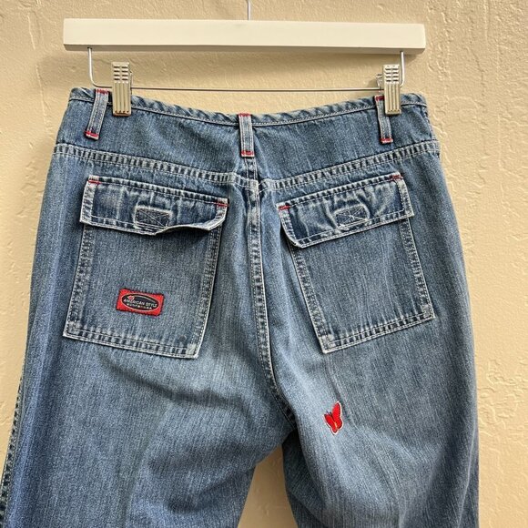Vintage 90s/Y2K Eunina Butterfly Patch Bootcut Jeans - Picture 3 of 4